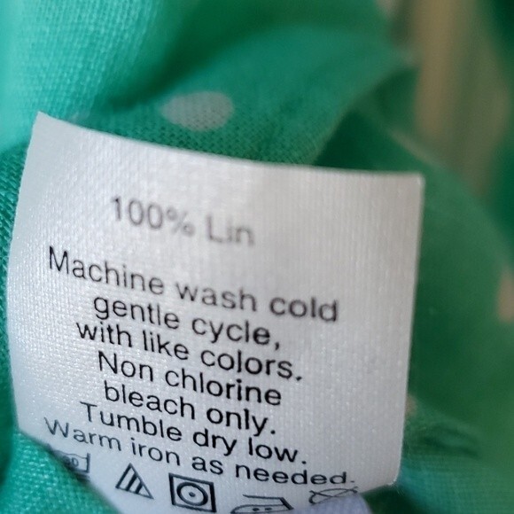 J. CREW PERFECT LINEN BUTTON UP SHIRT POLKA DOT AQUA BLUE GREEN WHITE SIZE 2 - Picture 8 of 9